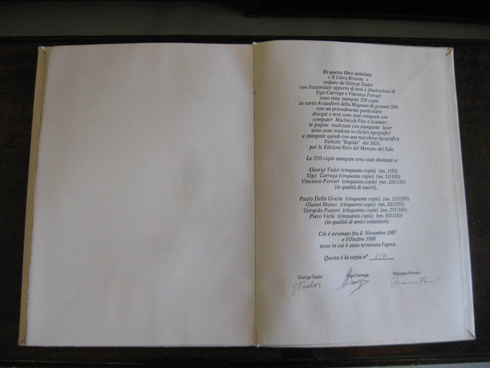 (George TUDOR ma Ugo CARREGA e Vincenzo FERRARI). Il Libro Errante.