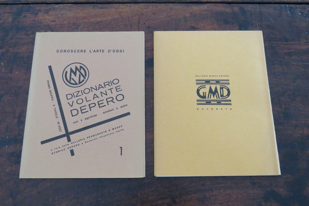FORTUNATO DEPERO. Dizionario volante Depero. Voci e significati. Aneddoti e opere. N. 1 e N. 2. Primo Gruppo. 5 tavole. 18 voci. Secondo Gruppo. 9 tavole. 30 voci.