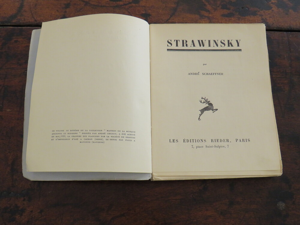 ANDRÉ SCHAEFFNER. Strawinsky.