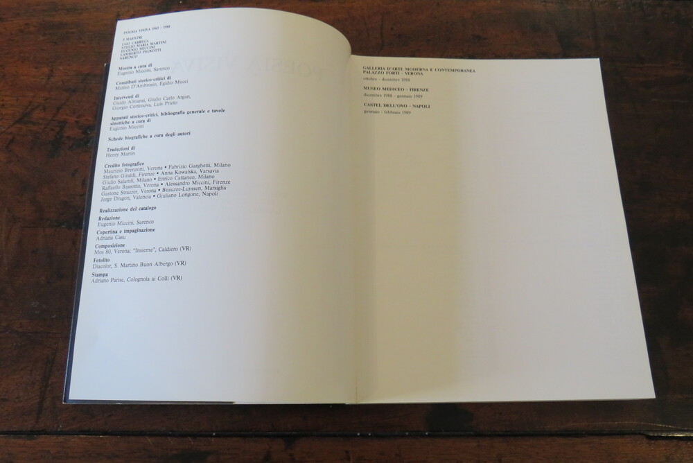 AA.VV. Poesia Visiva 1963-1988. 5 Maestri. Ugo Carrega – Stelio Maria Martini – Eugenio Miccini – Lamberto Pignotti – Sarenco.