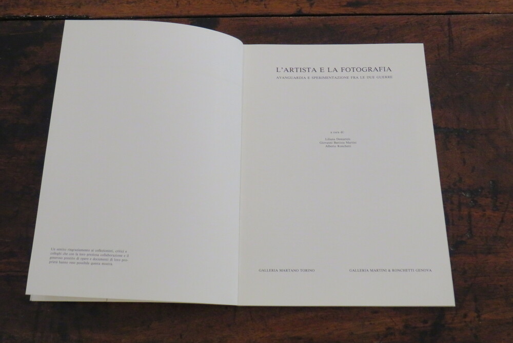 LILIANA DEMATTEIS, GIOVANNI BATTISTA MARTINI, ALBERTO RONCHETTI. L’artista e la fotografia. Avanguardia e sperimentazione fra le due guerre.