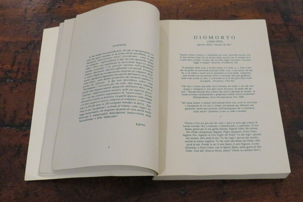 GIANNI GRANA. Diomorto (apoesi 1949-1979). Uomovivo/Uomosolo (1980-1992).