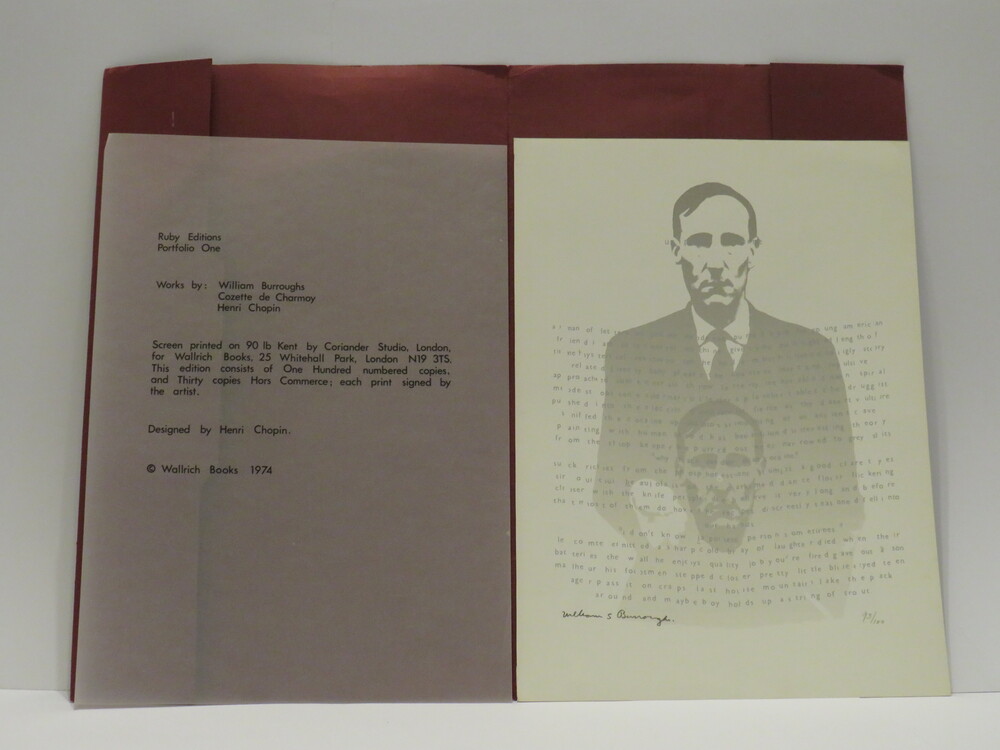 WILLIAM BURROUGHS, COZETTE DE CHARMOY, HENRI CHOPIN. Portfolio 1.